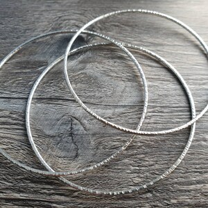 Silver Stacking Bangle, Textured Solid Sterling Silver Bangle - Etsy UK