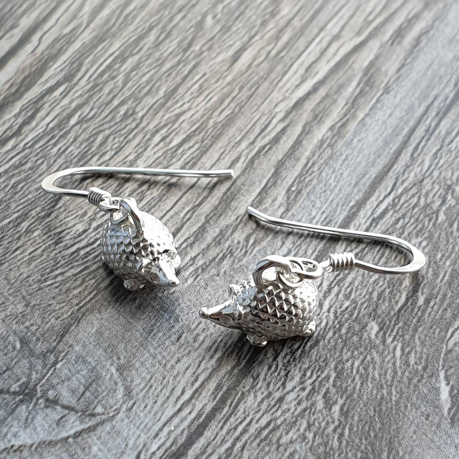 Sterling Silver Hedgehog Earrings Drop Earrings 3d Animal Dainty Etsy