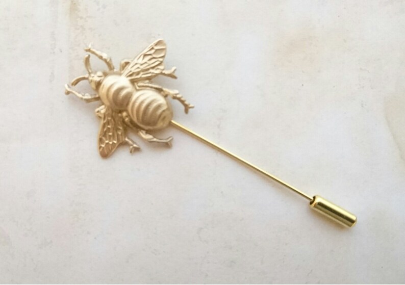 Bee Stick Pin Bee Lapel Pin Gold Bumble Bee Brooch Woodland Etsy