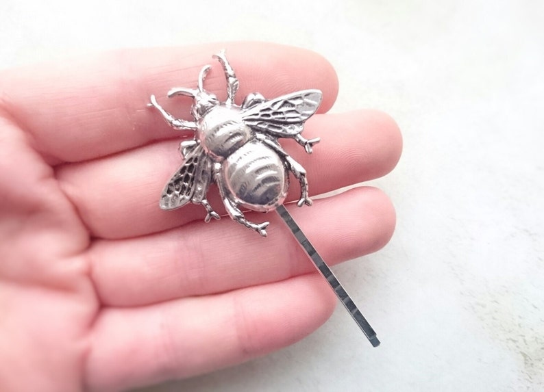 Bee Hair Pin Bee Bobby Pin Silver Bumble Bee Bobby Pin Bee Hair Clip Bee Jewelry Hair Accessories Boho Hair Woodland Wedding