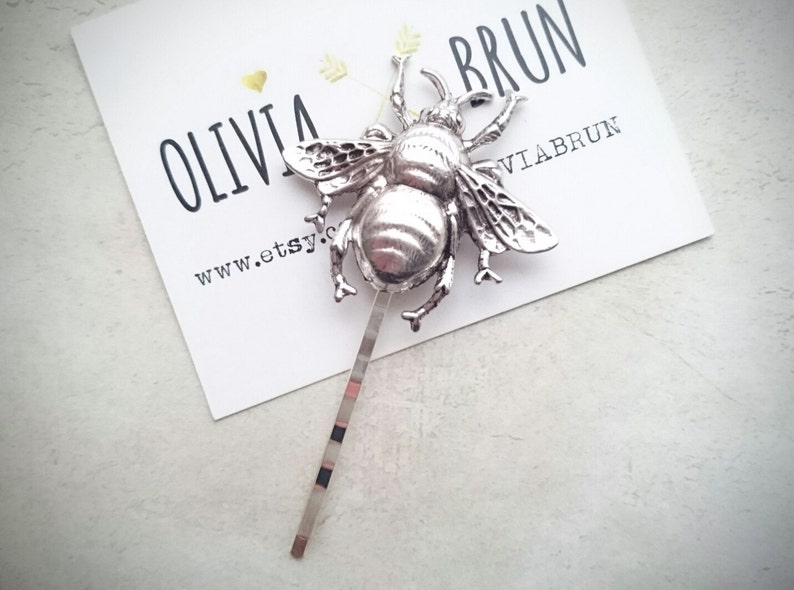 Bee Hair Pin Bee Bobby Pin Silver Bumble Bee Bobby Pin Bee Hair Clip Bee Jewelry Hair Accessories Boho Hair Woodland Wedding