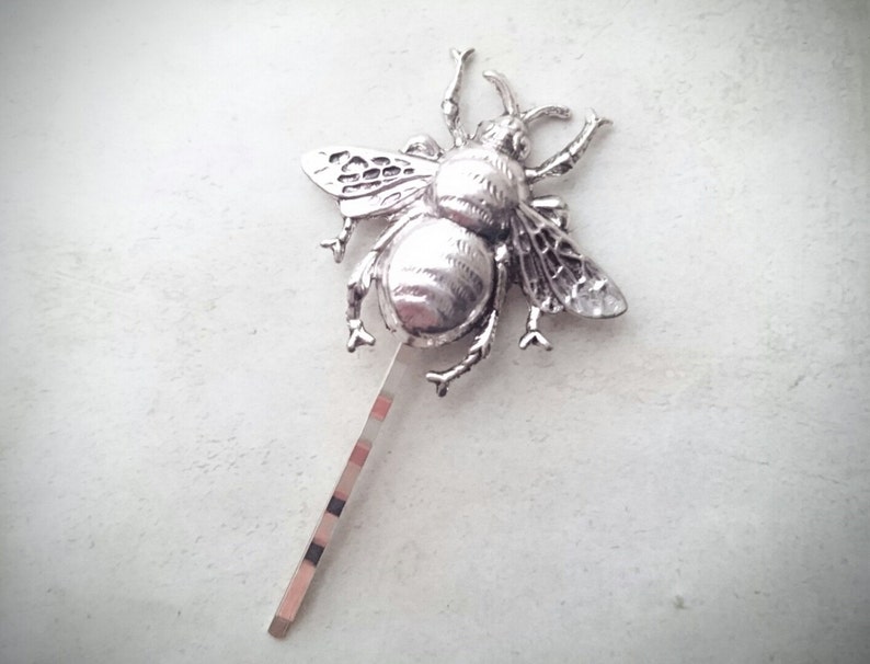Bee Hair Pin Bee Bobby Pin Silver Bumble Bee Bobby Pin Bee Hair Clip Bee Jewelry Hair Accessories Boho Hair Woodland Wedding