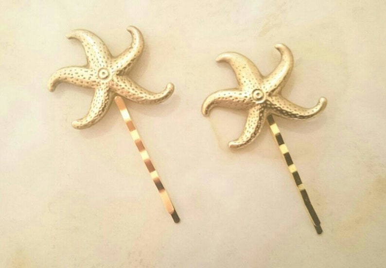 Large Starfish Hair Pin Gold Starfish Bobby Pins Beach Hair Etsy