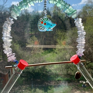 Sea Glass Hummingbird Swing / Hummingbird Swing with Feeder
