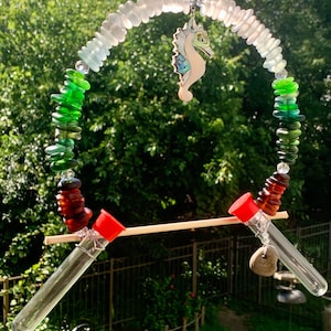 Sea Glass Hummingbird Swing / Hummingbird Swing with Feeder