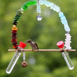 Sea Glass Hummingbird Swing / Hummingbird Swing with Feeder