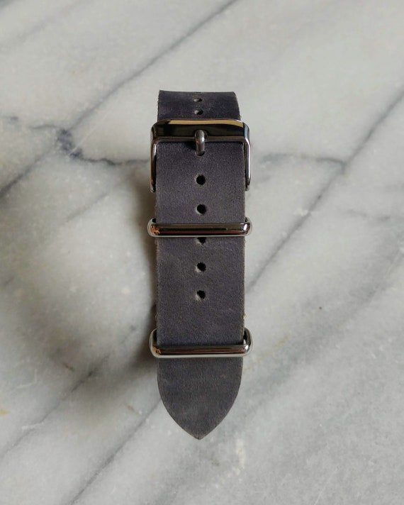 Leather NATO Watch Strap watch Band grey Waxed Top Grain Leather NATO Watch Strap Vintage Watch Strap Leather Nato Strap Nato Watch Strap Etsy Canada