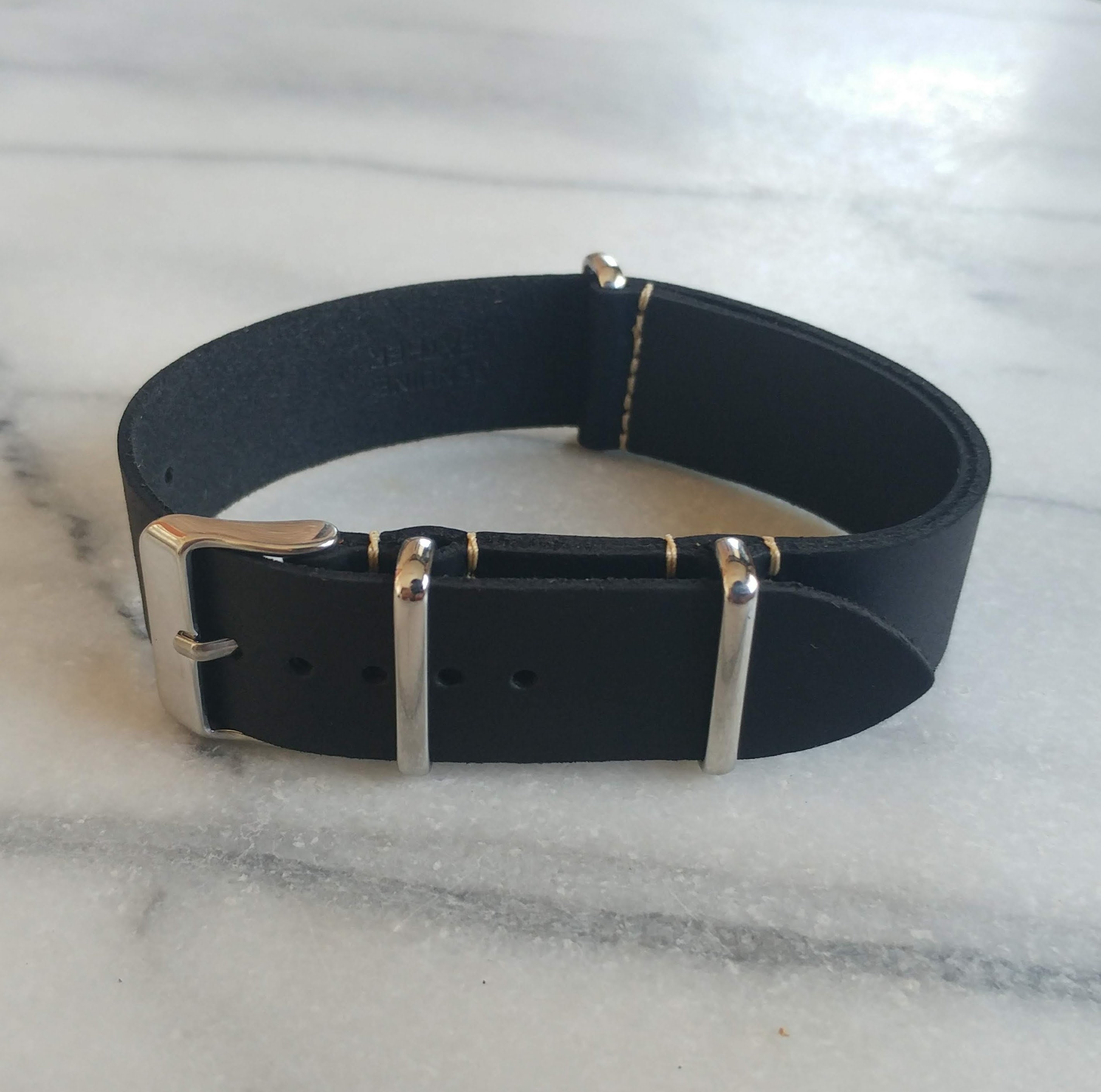 Leather NATO Watch Strap watch Band Black Waxed Genuine Top Etsy