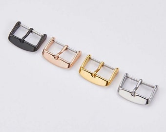 Stainless Steel Watch Strap Buckle, Silver,Yellow Gold, Rose Gold, Black Watch Strap Buckle - 16mm, 18mm, 20mm, 22mm