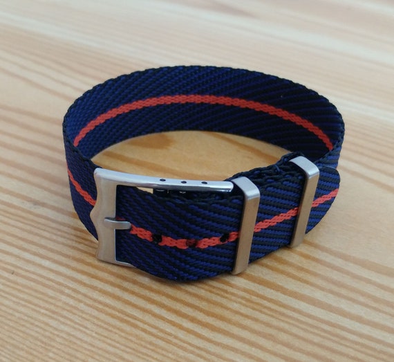 Nylon NATO Watch Strap watch Band navy Nylon Jacquard Weave NATO Watch Strap With Orange Stripe Jacquard Nylon Nato Watch Band Tudor Style Etsy Canada