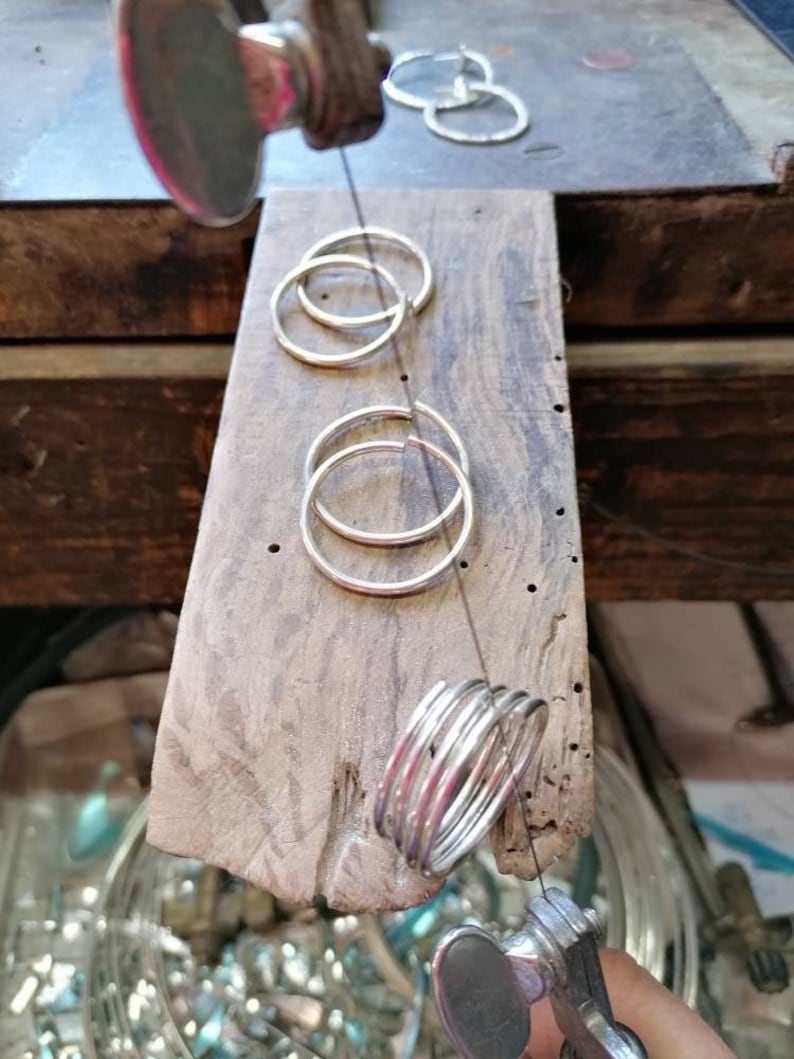 Silver Hoops earrings Martel\u00e9. Handmade Handmade Hammered and rusty Silver hoop earring