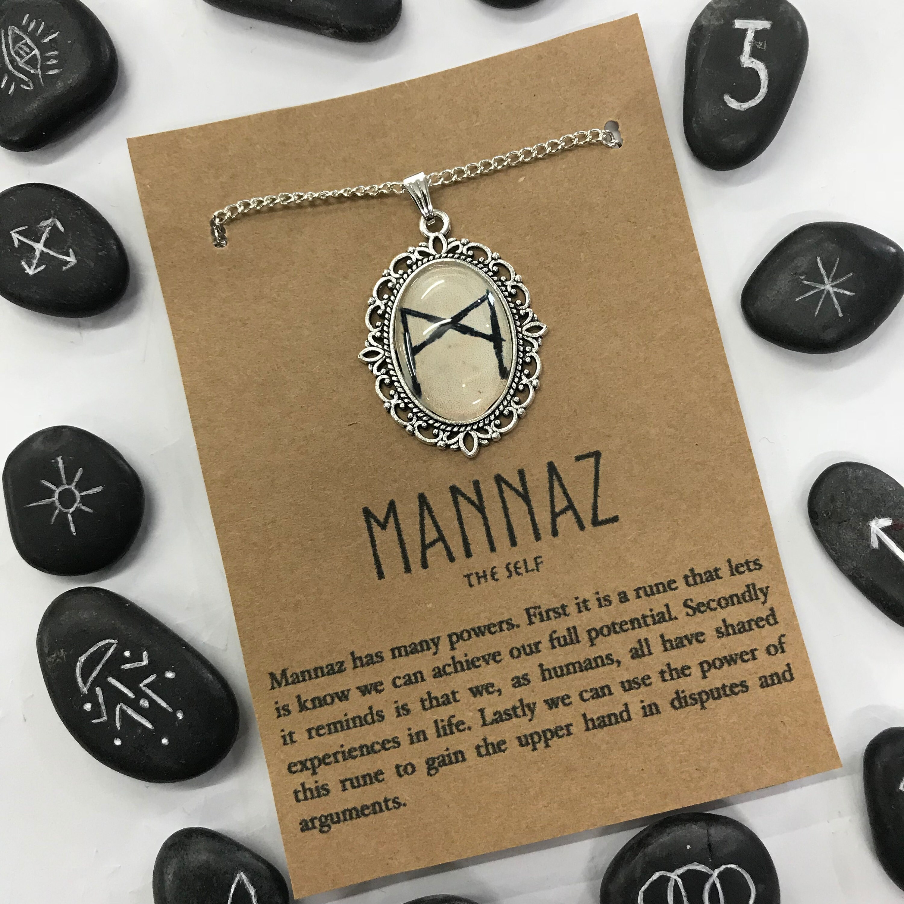 Mannaz. the Self. Viking Rune Necklace. Vintage Style Cameo | Etsy