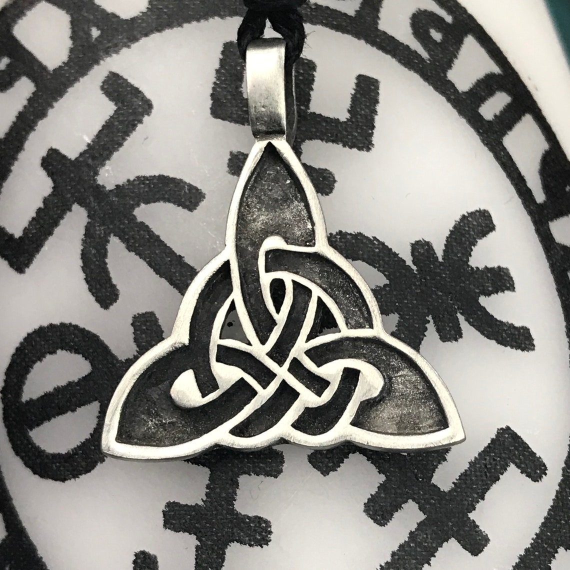 Trinity Knot Pendant. Pewter Viking Pendant on Adjustable Cord Etsy