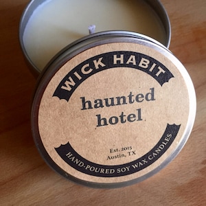 Haunted Hotel Soy Candle // Polished Wood, Leather, Rose Perfume image 1