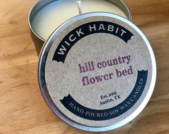 Hill Country Flower Bed Soy Candle // Yellow Rose, Agave, Aloe, Hibiscus, Chrysanthemum