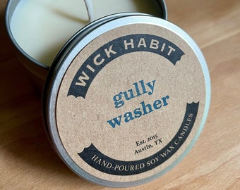 Gully Washer Soy Candle  // Damp Soil, Bluebonnets, Sandalwood