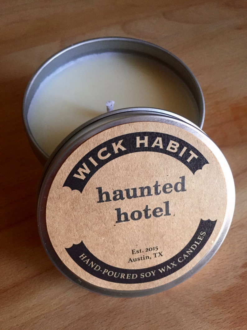 Haunted Hotel Soy Candle // Polished Wood, Leather, Rose Perfume image 1