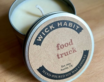 Food Truck Soy Candle  // Ginger, Oregano, Buttered Tortillas, Grill Smoke