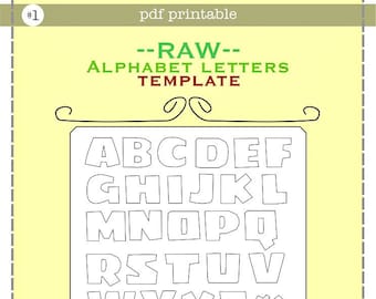 RAW Printable Alphabet Capital Letters Template for Applique, pdf pattern