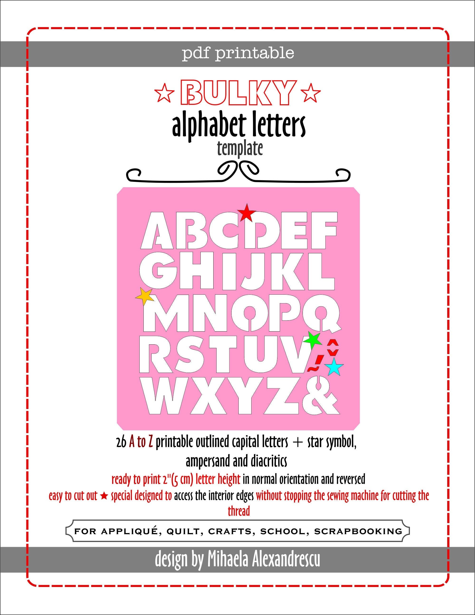bulky printable alphabet capital letters template for etsy