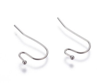 100pcs 304 Stainless Steel Earring Hooks, about 21mm