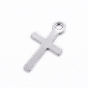 50pcs 304 Stainless Steel Charms, Cross, Stainless Steel Color