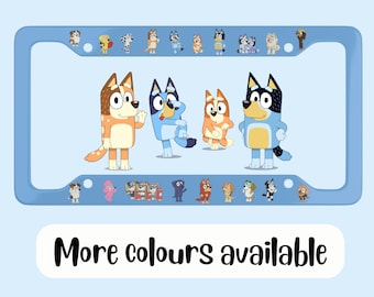 Bluey license plate frame, Bluey and friends, Bluey car accessories, number plate frame.