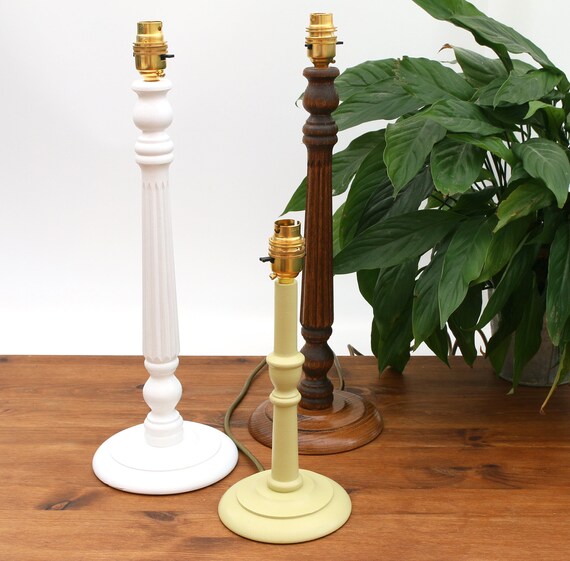 Wooden Candlestick Lamp Base Table White Or Natural Colour British Made Beech Wood New Desk Stand Solid