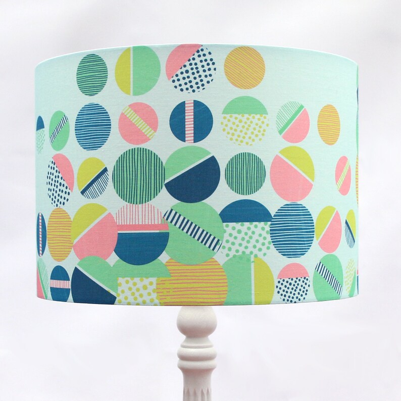 Circles Lampshade Nursery Kids Lamp Shade Blue Pink Green Etsy