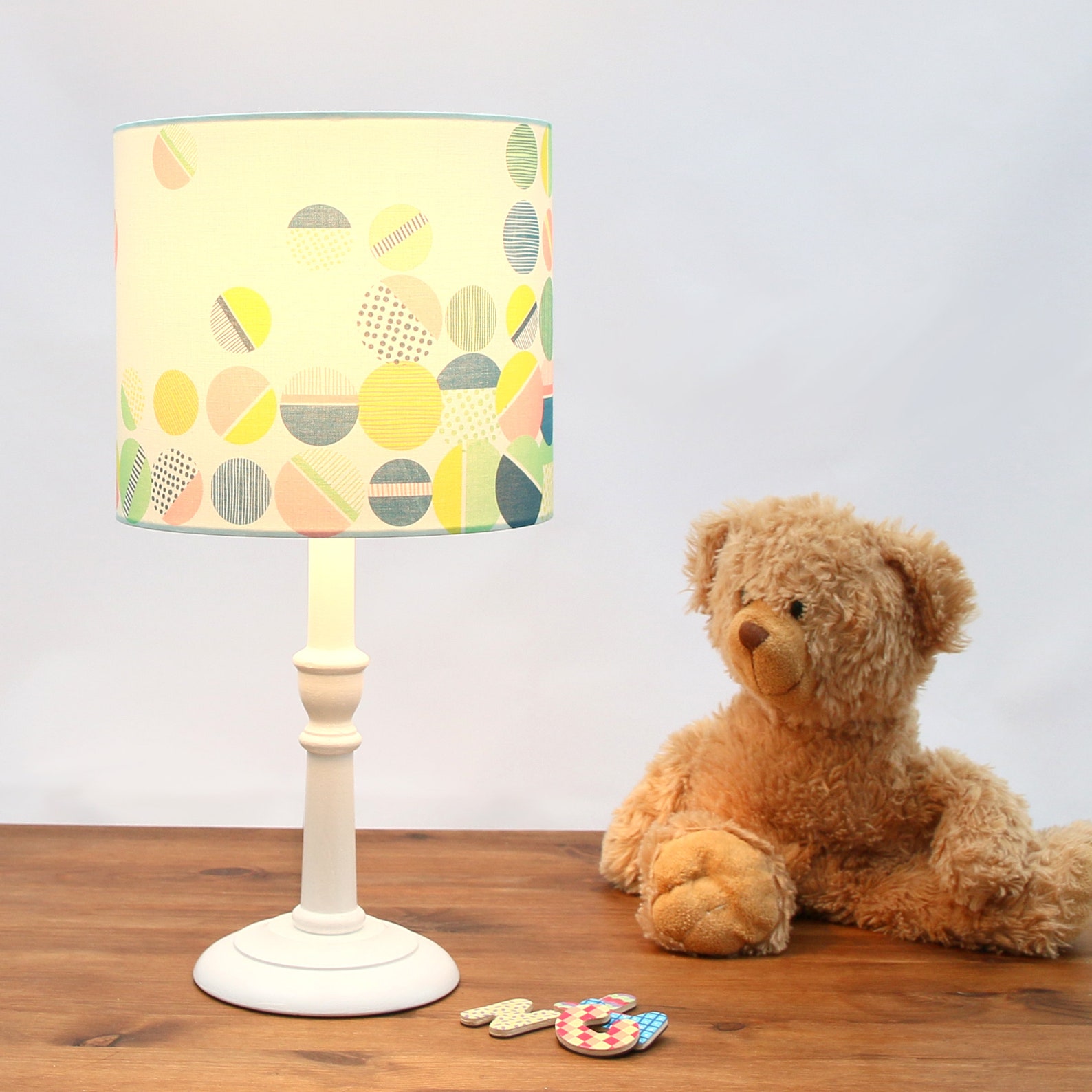 Circles Lampshade Nursery Kids Lamp Shade Blue Pink Green - Etsy UK
