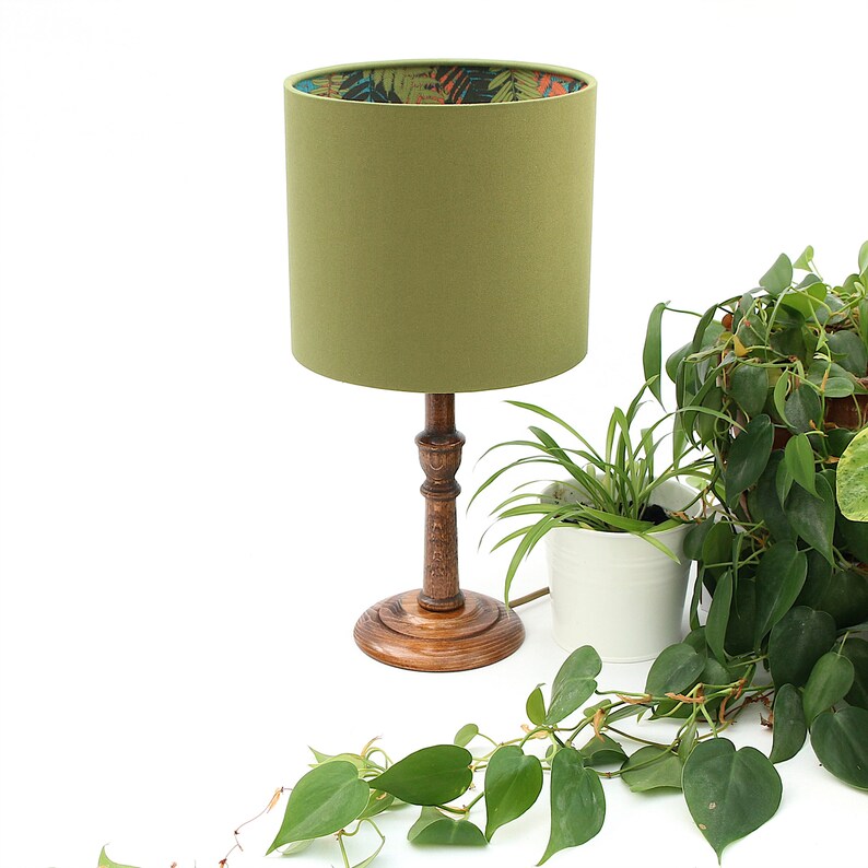 Trailing Fern Olive Green Lamp Shades Double Sided Lampshade Etsy Denmark