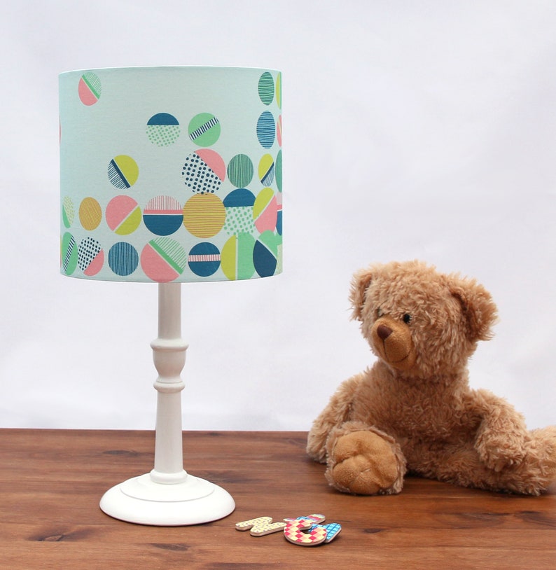 Circles Lampshade Nursery Kids Lamp Shade Blue Pink Green Etsy