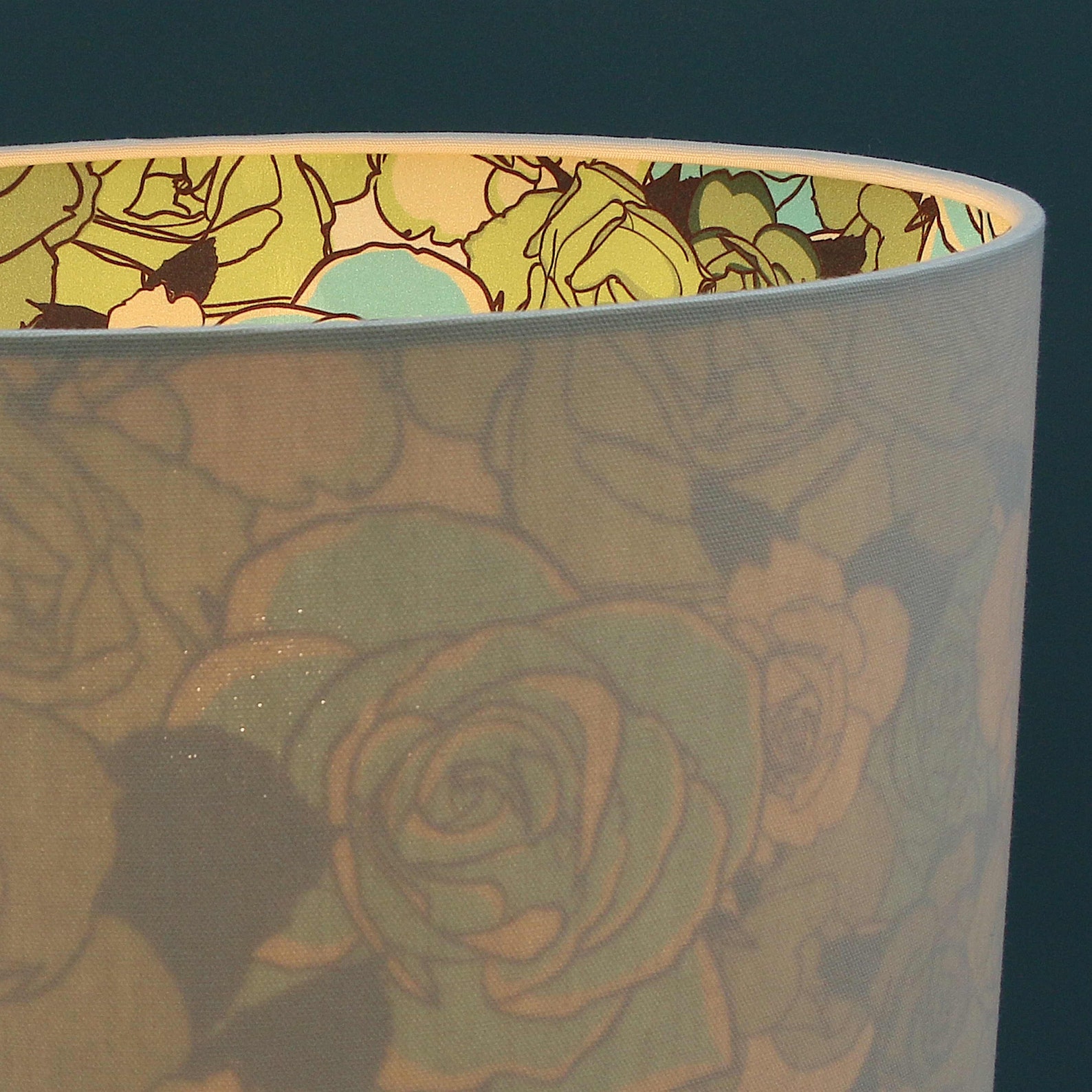 Green Roses Lampshade Cream Green Aqua Floral Lamp Various Etsy