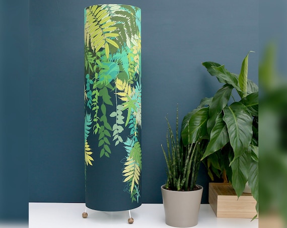 Fern Floor Lamp Dark Greens Blues and Yellow Extra Tall Plug in