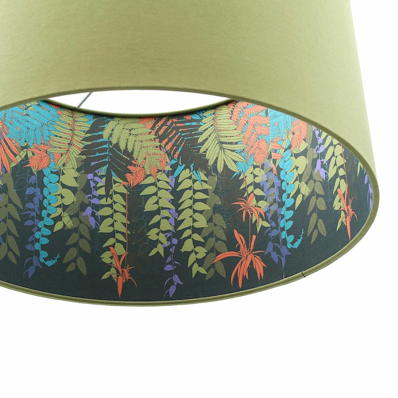 Trailing Fern Olive Green Lamp Shades Double Sided Lampshade Etsy UK