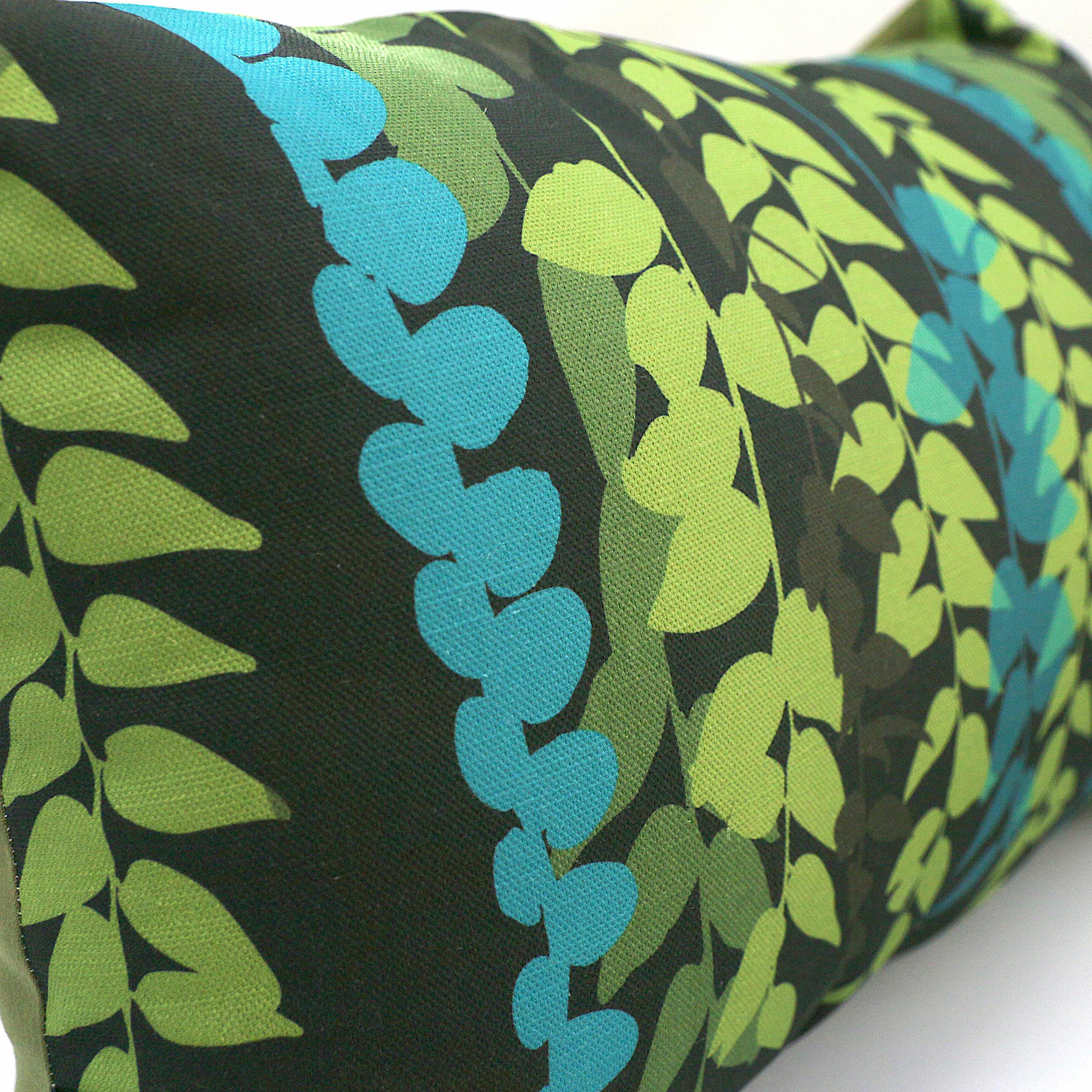 Trailing Vine Dark Cushion Green Olive Blue Rectangle | Etsy UK