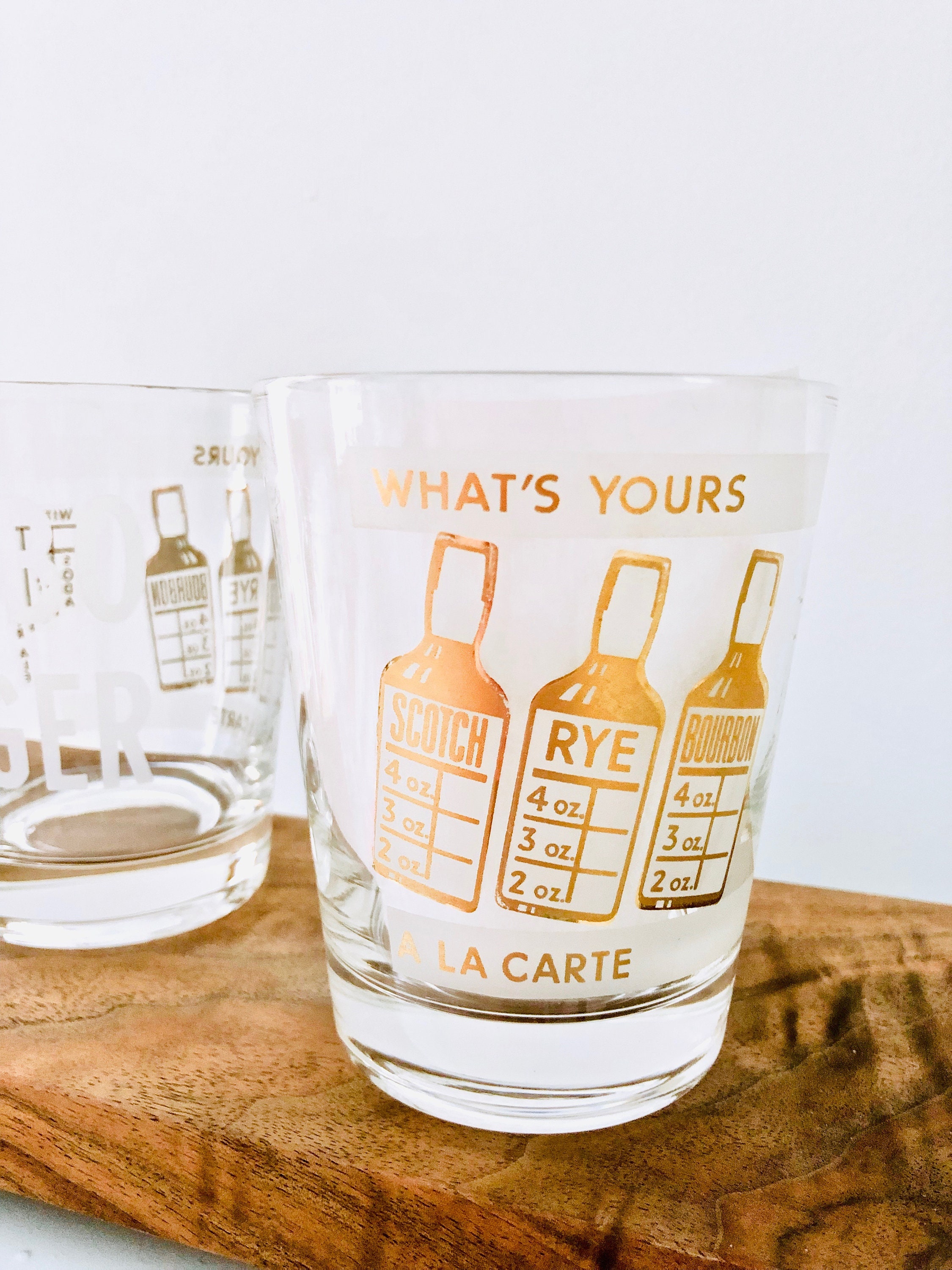 What's Yours Highball and Double Old Fashioned Glasses With Spaces for