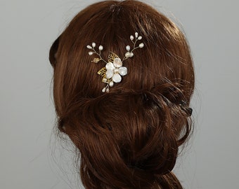 Freshwater Pearl Hair Pin, Swarovski Crystals Pin, Floral PinWedding Hair Pin, Bridal Pearl Hair Pin, Flower Hair Pin, Bridal Hair Accessory