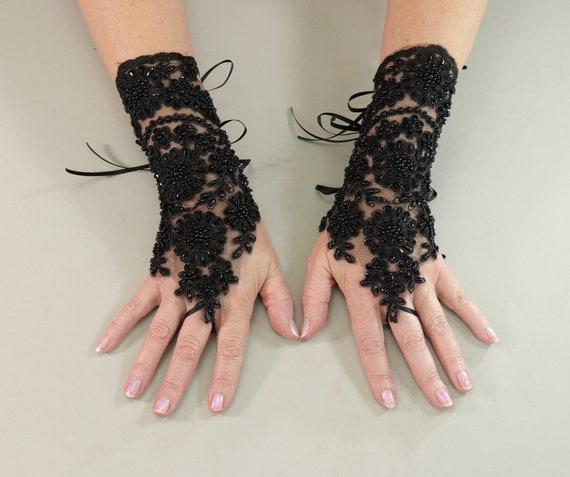 black wedding gloves