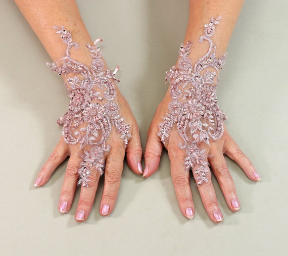 pink bridal gloves