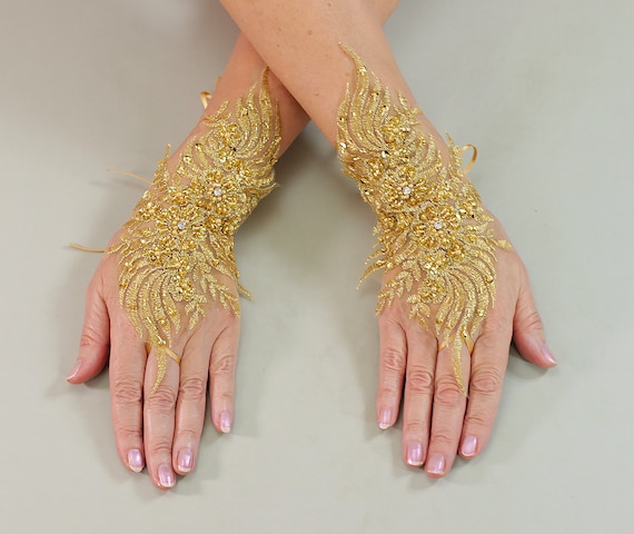 gold lace gloves