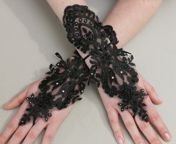 black wedding gloves