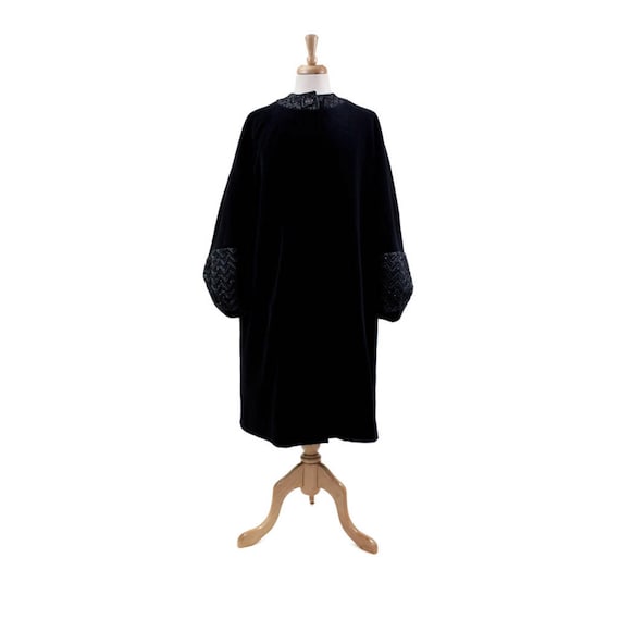 1960s Black Velvet Evening Coat