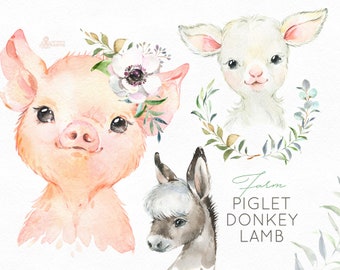 Download Pig watercolor | Etsy