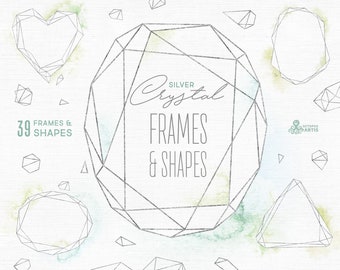 crystal leaves frames watercolor floral polygonal pre made etsy