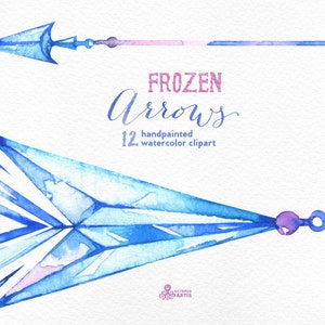 Frozen Arrows. 12 Watercolor Hand Painted Clipart Elements, Winter, Diy ...