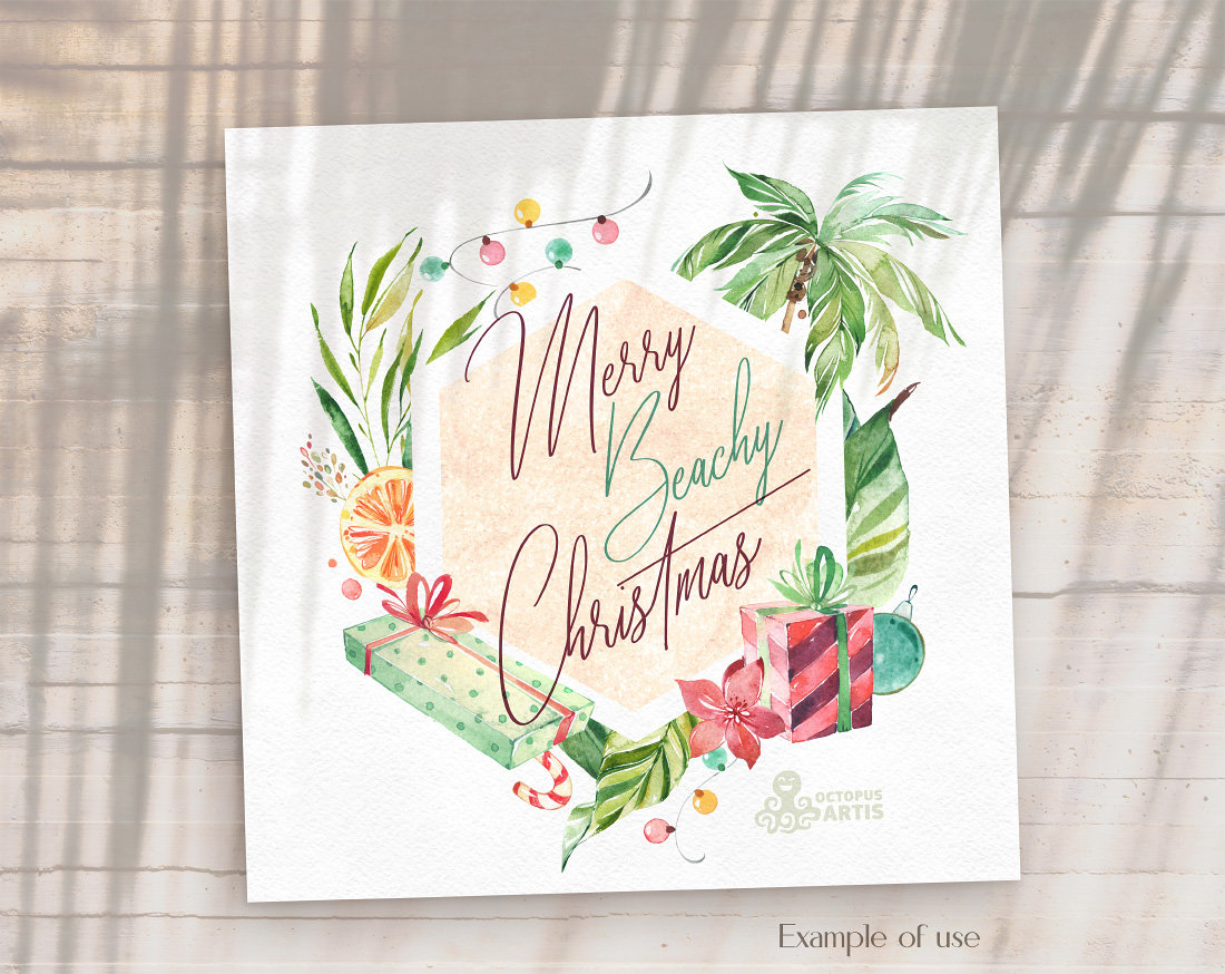 Tropical Christmas 2. Watercolor Holiday Clipart Palm Tree - Etsy New  Zealand