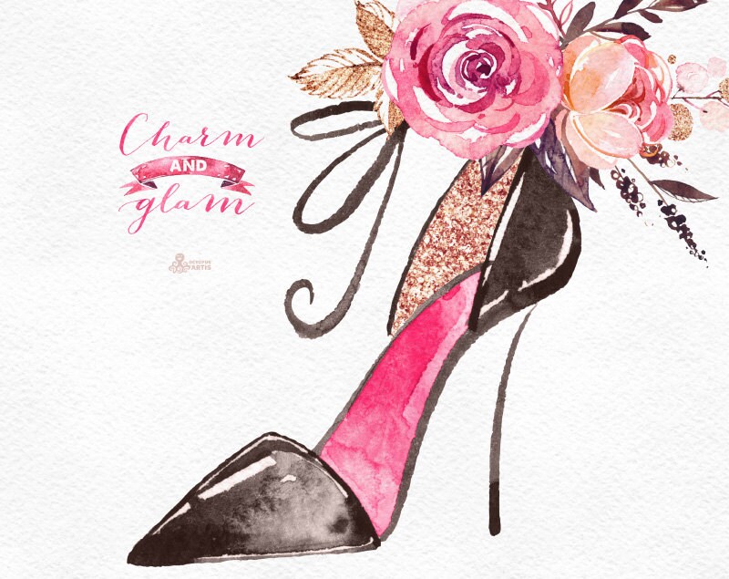 Charm and Glam. Watercolor Fashion and Floral Clipart Shoes - Etsy UK