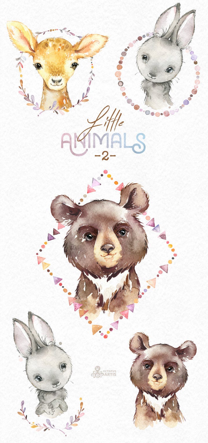 Animalitos 2. Imágenes prediseñadas de acuarela oso - Etsy México Animalitos 2. Imágenes prediseñadas de acuarela oso - Etsy México
