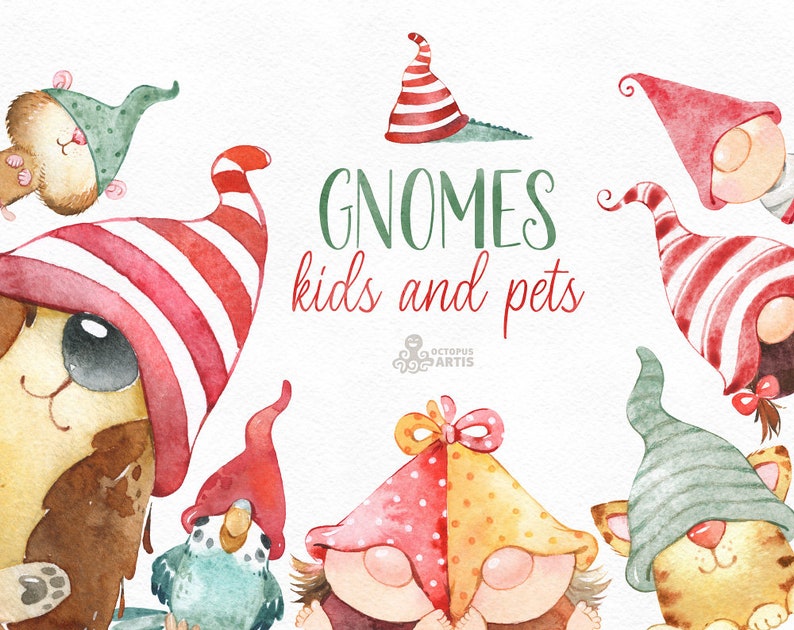 Download Gnomes. Kids & Pets. Watercolor holiday clipart Nordic ...